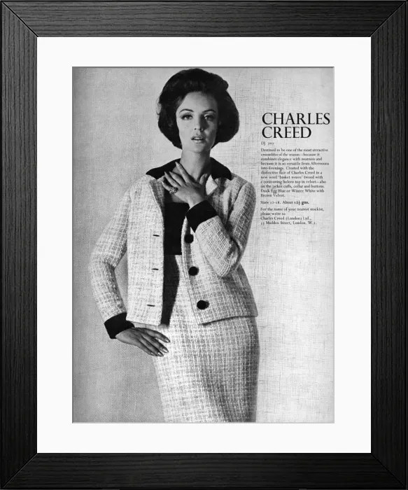 Framed Print : Charles Creed suit, 1965 Framed Print : Charles Creed suit, 1965