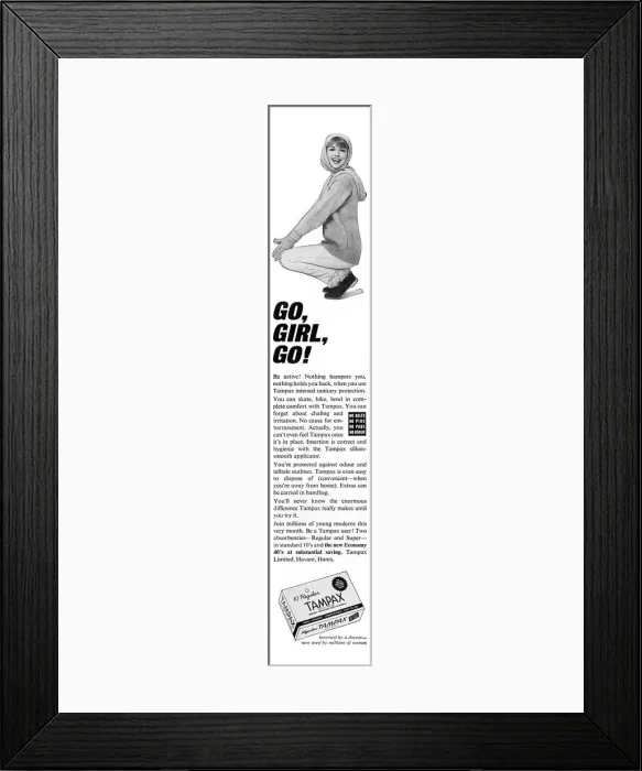 Framed Print : Tampax advertisement, 1965 Framed Print : Tampax advertisement, 1965