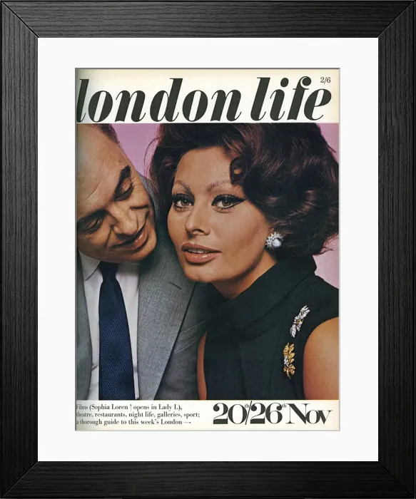 Framed Print : London Life cover featuring Sophia Loren, 1965 Framed Print : London Life cover featuring Sophia Loren, 1965