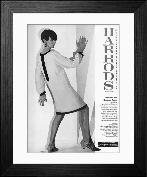 Framed Print : Harrods advertisement Yves St Laurent dress Framed Print : Harrods advertisement Yves St Laurent dress