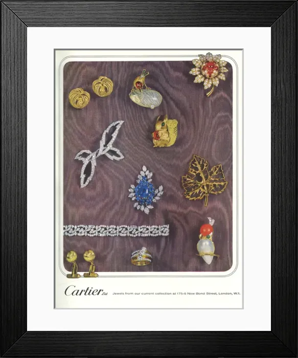 Framed Print : Cartier advertisement, 1965 Framed Print : Cartier advertisement, 1965