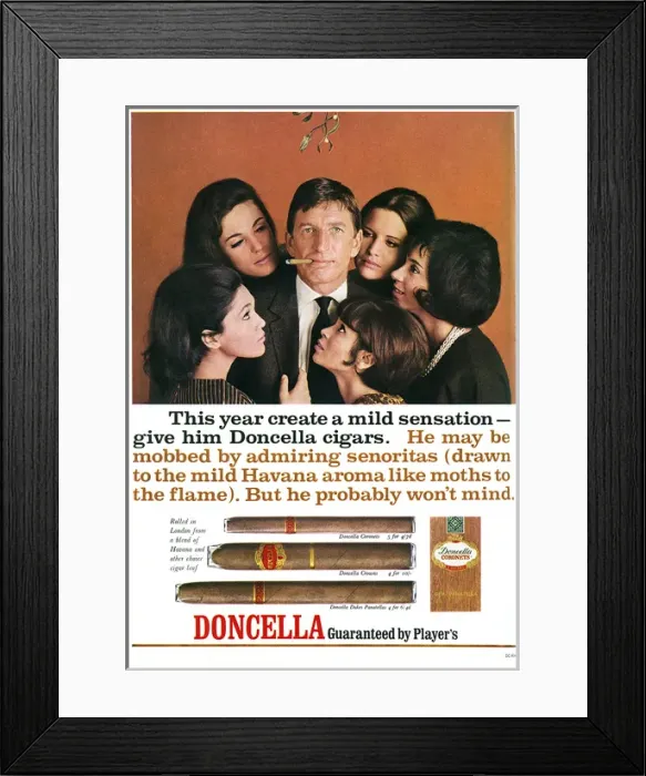 Framed Print : Doncella cigar advertisement, 1965 Framed Print : Doncella cigar advertisement, 1965