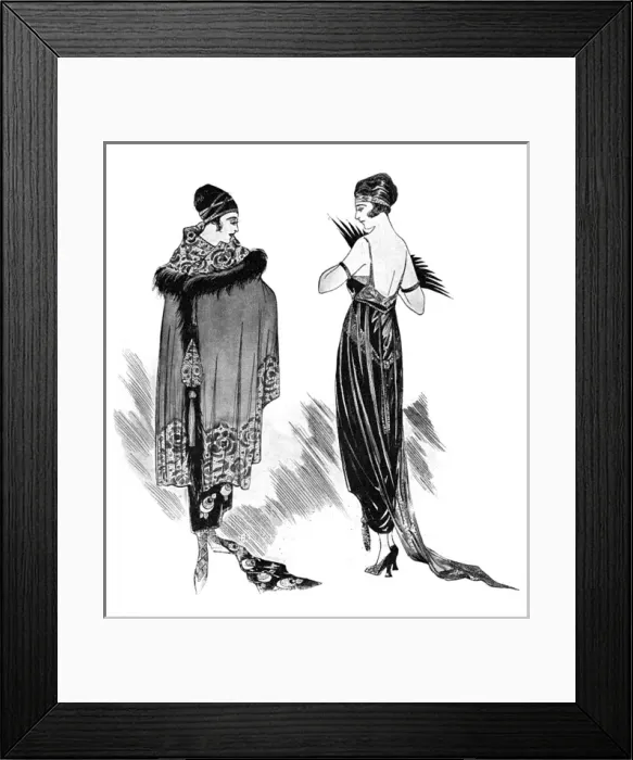 Framed Print : Evening wrap and evening dress, 1919