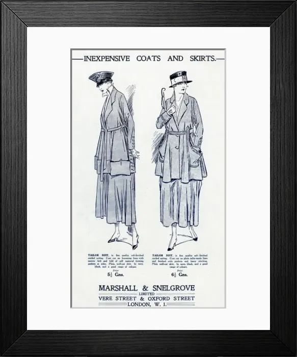 Framed Print : Advert for Marshall & Snelgrove tailored suits 1917 Framed Print : Advert for Marshall & Snelgrove tailored suits 1917