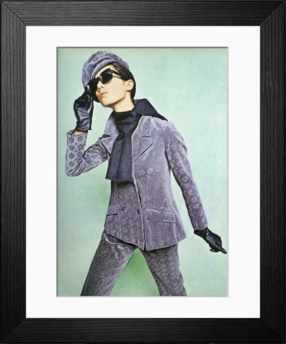 Framed Print : Lilac velvet trouser suit by Bagatel, 1966 Framed Print : Lilac velvet trouser suit by Bagatel, 1966
