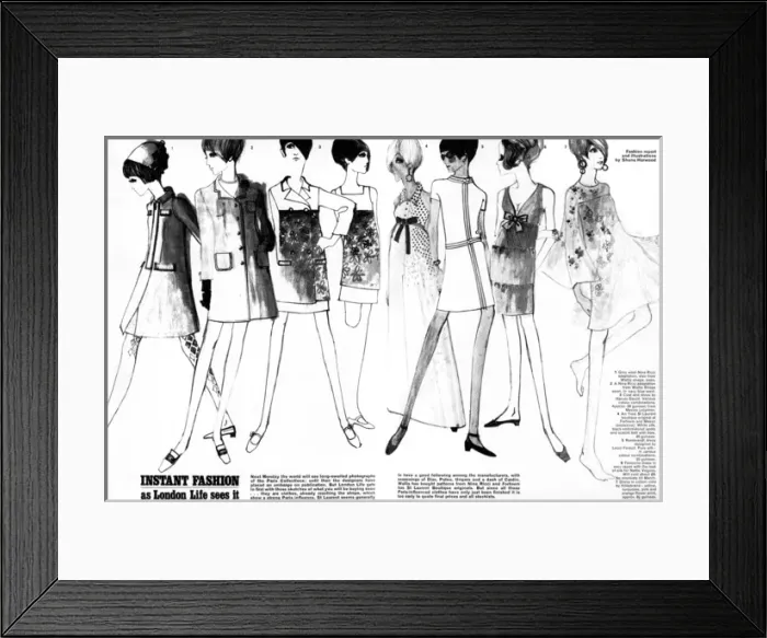 Framed Print : Fashion Illustration, 1966