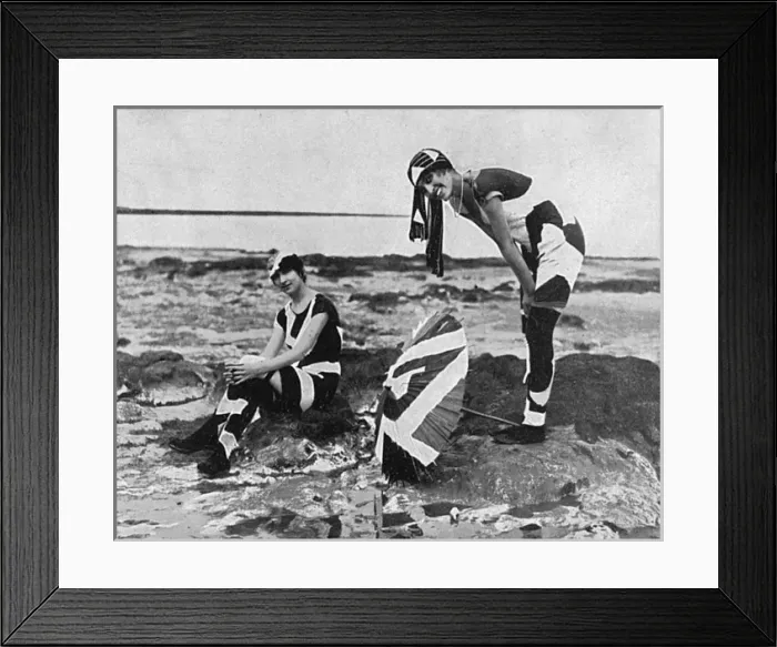 Framed Print : Dazzle style fashion on the beach, 1919 Framed Print : Dazzle style fashion on the beach, 1919