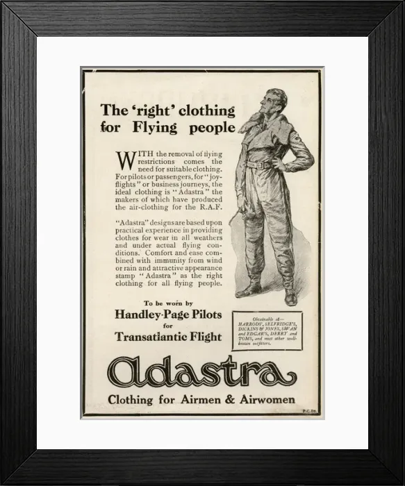 Framed Print : Adastra advertisement - clothing for airmen and airwomen
