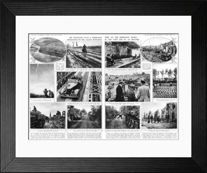 Framed Print : Churchill visits the Normandy Front during WWII