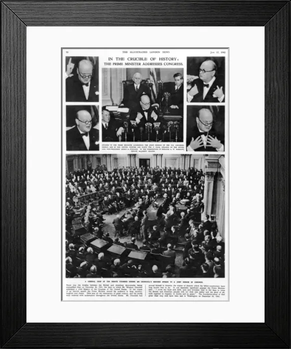 Framed Print : Winston Churchill addresses congress Framed Print : Winston Churchill addresses congress