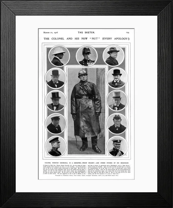 Framed Print : Winston Churchill and his various headgear