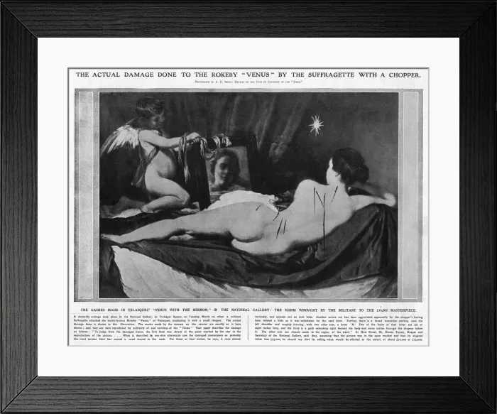 Framed Print : Damage done to the Rokeby Venus by suffragette Framed Print : Damage done to the Rokeby Venus by suffragette