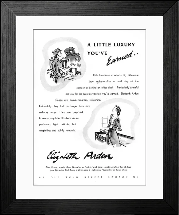 Framed Print : Elizabeth Arden Soaps advertisement, 1940 Framed Print : Elizabeth Arden Soaps advertisement, 1940