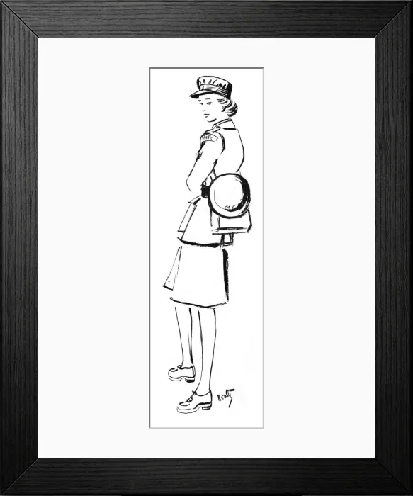 Framed Print : Drawing of an MTC member, Britannia and Eve, 1940 Framed Print : Drawing of an MTC member, Britannia and Eve, 1940
