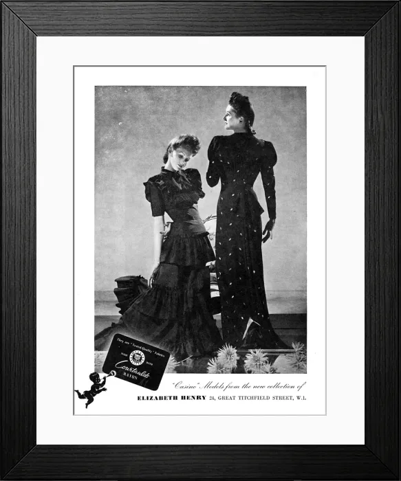 Framed Print : Advertisement for evening dresses by Elizabeth Henry, 1939 Framed Print : Advertisement for evening dresses by Elizabeth Henry, 1939