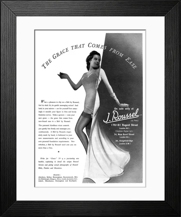 Framed Print : A Belt by Roussel advertisement, 1939