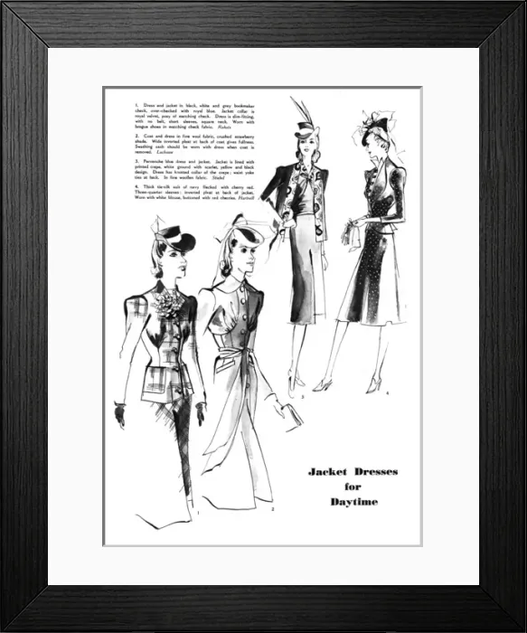 Framed Print : Wartime fashion section, Britannia and Eve, 1940