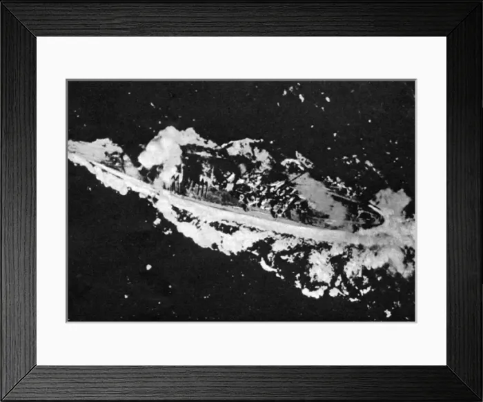 Framed Print : Japanese battleship Yamato hit by bombs Framed Print : Japanese battleship Yamato hit by bombs