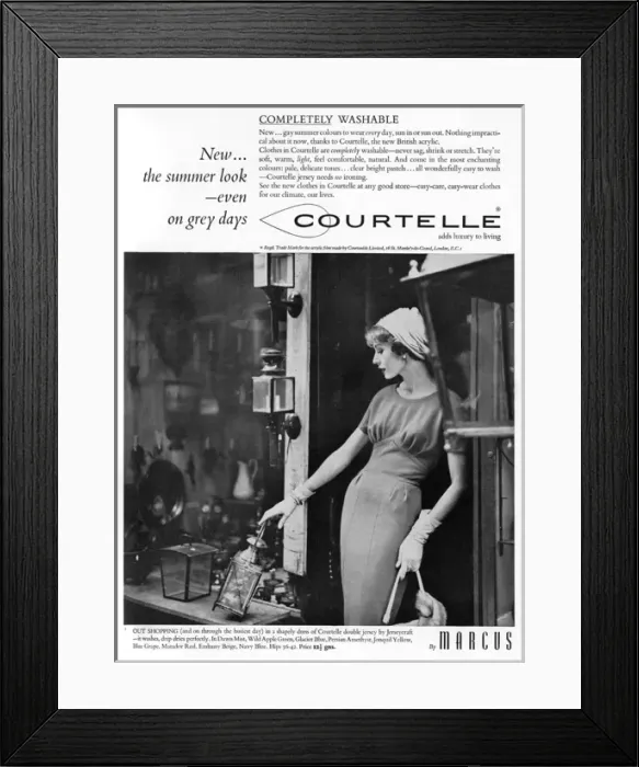 Framed Print : Courtelle advertisement, Marcus dress 1959 Framed Print : Courtelle advertisement, Marcus dress 1959