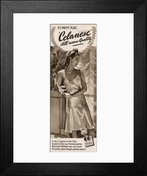 Framed Print : Celanese utility slip, 1943 - WWII fashion Framed Print : Celanese utility slip, 1943 - WWII fashion
