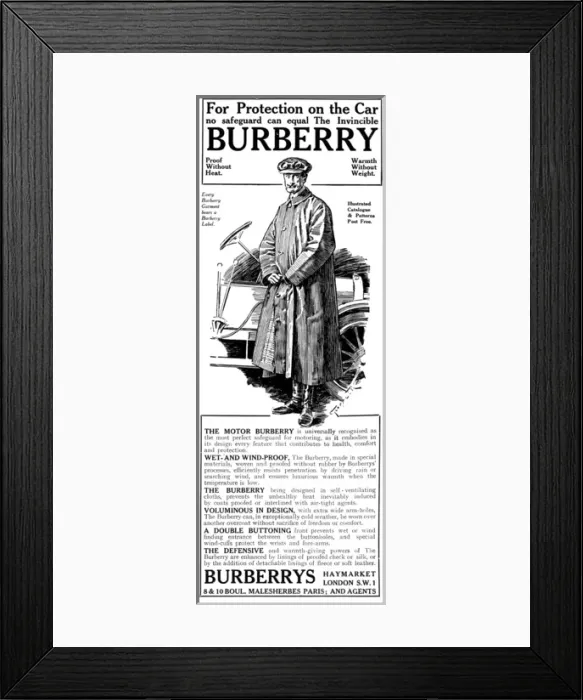 Framed Print : The Motor Burberry advertisement, 1919