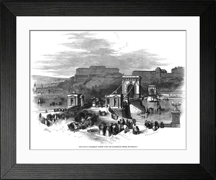 Framed Print : Stupendous suspension bridge over the Danube Framed Print : Stupendous suspension bridge over the Danube