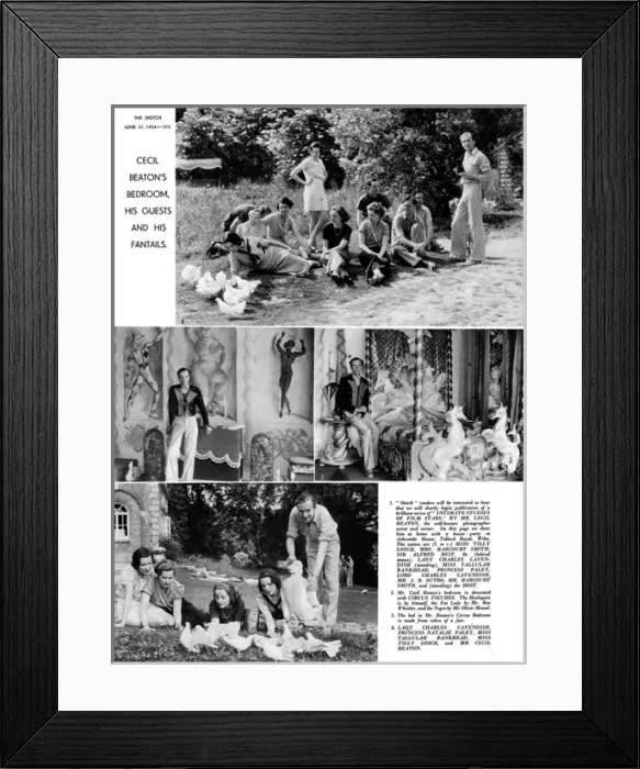 Framed Print : Cecil Beatons bedroom, his guests and his fantails Framed Print : Cecil Beatons bedroom, his guests and his fantails
