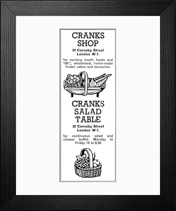 Framed Print : Cranks advertisement 1966 Framed Print : Cranks advertisement 1966