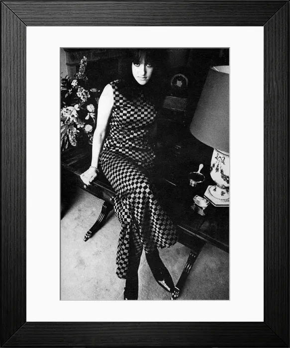 Framed Print : Amanda Sturge in a checked trouser suit by Bee Young Framed Print : Amanda Sturge in a checked trouser suit by Bee Young