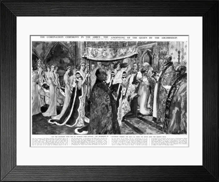 Framed Print : Coronation 1937, anointing of Queen by Archbishop