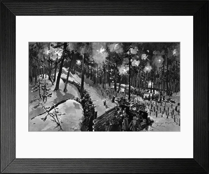 Framed Print : Austrian attack on Russian trenches, Carpathians, WW1