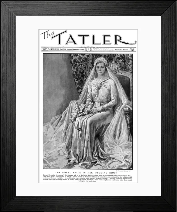 Framed Print : Tatler cover - Duchess of Gloucester in her wedding gown
