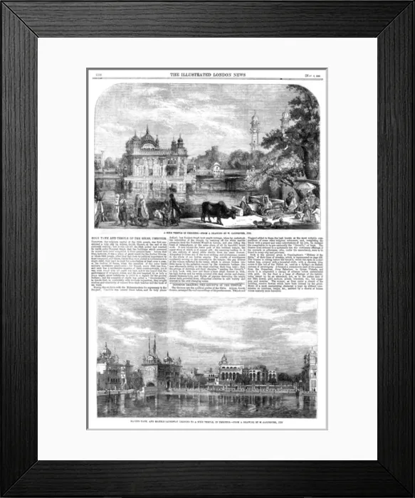 Framed Print : The Golden Temple, Amritsar, ILN 1858