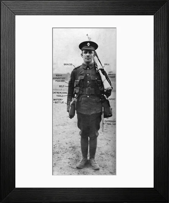 Framed Print : British soldier in uniform, 1915, WW1 Framed Print : British soldier in uniform, 1915, WW1