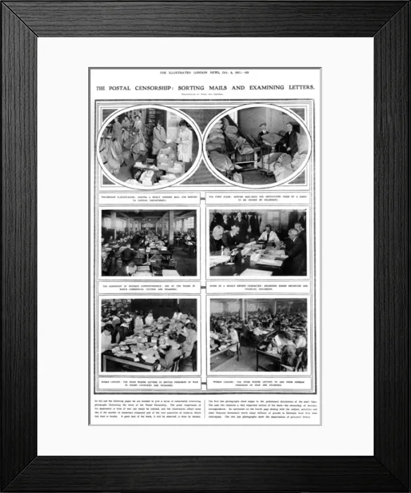 Framed Print : The postal censorship: sorting mails and examining letters