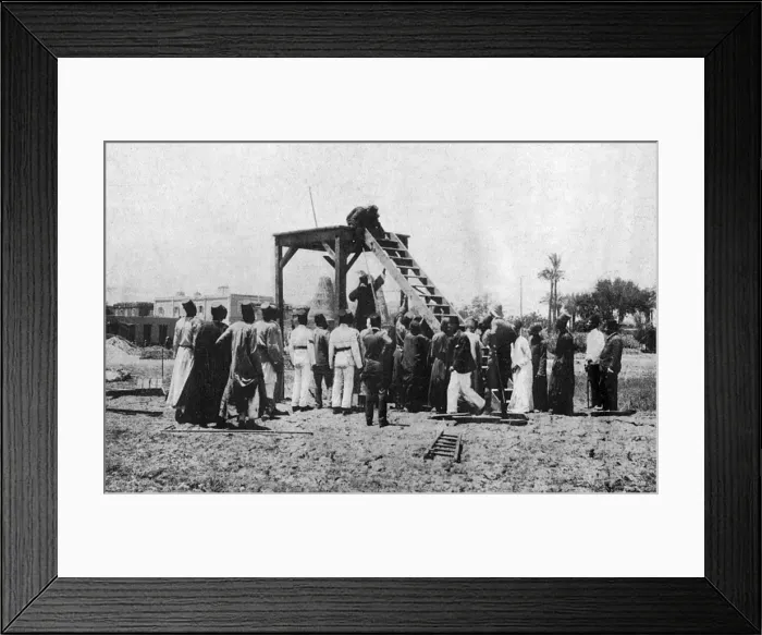 Framed Print : The Denshawai incident: erecting the scaffold Framed Print : The Denshawai incident: erecting the scaffold