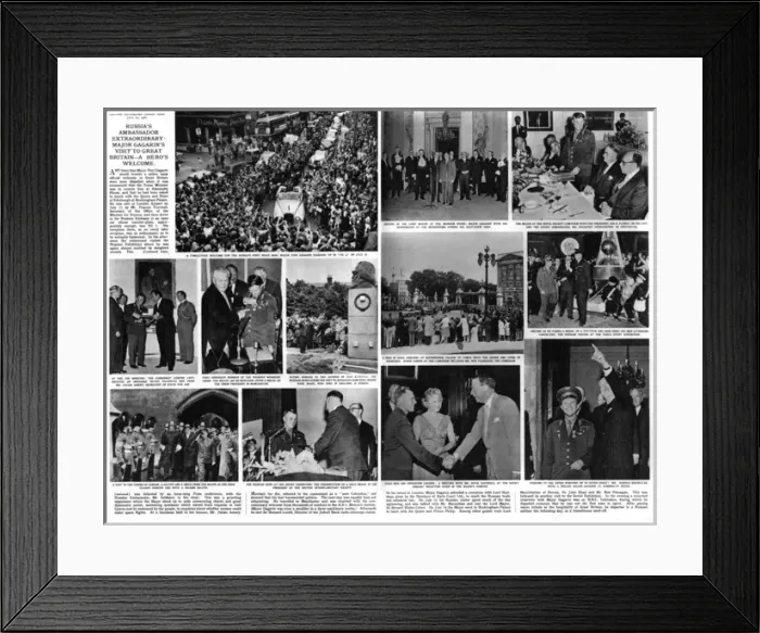 Framed Print : Illustrated London News spread - Yuri Gagarin visit to UK