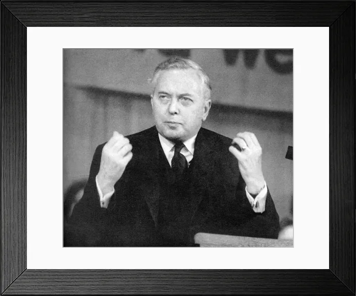 Framed Print : Harold Wilson makes speech during the general election