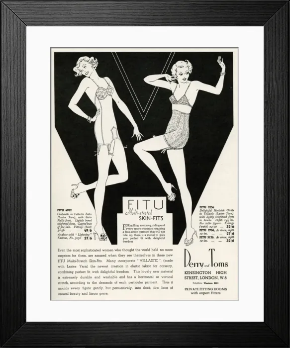 Framed Print : Advert for FITU muti-stretch skin- fits underwear 1935 Framed Print : Advert for FITU muti-stretch skin- fits underwear 1935
