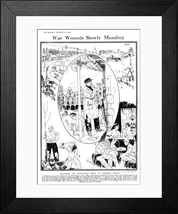 Framed Print : War Wounds Slowly Mending - repairs to towns in France Framed Print : War Wounds Slowly Mending - repairs to towns in France