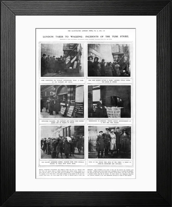 Framed Print : London tube strike, 1919