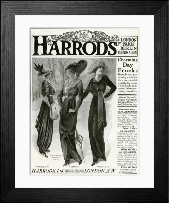 Framed Print : Advert for Harrods frocks 1913 Framed Print : Advert for Harrods frocks 1913