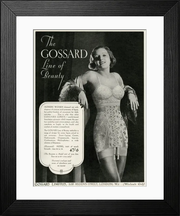Framed Print : Advert for Gossard underwear 1935 Framed Print : Advert for Gossard underwear 1935