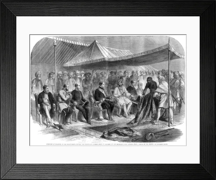 Framed Print : Lord Canning and the Maharajah Rumbeer Singh of Cashmere Framed Print : Lord Canning and the Maharajah Rumbeer Singh of Cashmere