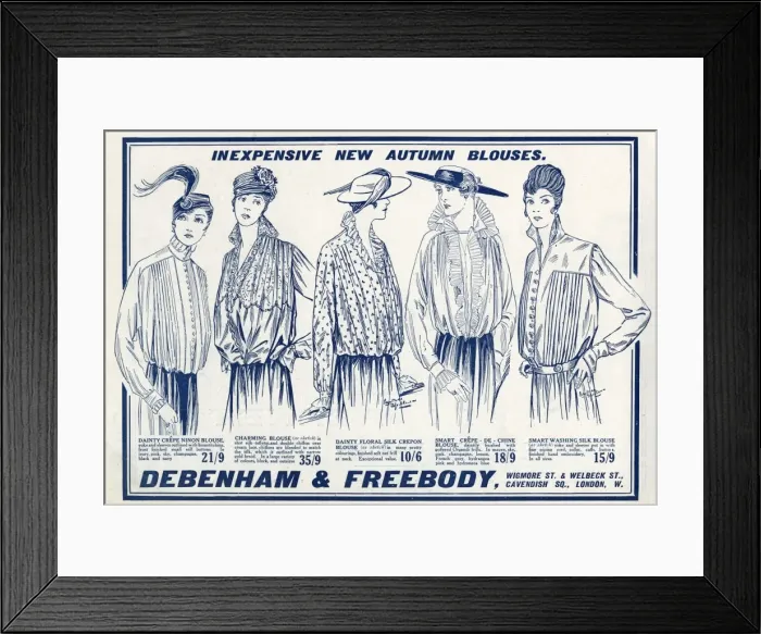 Framed Print : Advert for Debenham & Freebody autumn blouses 1915