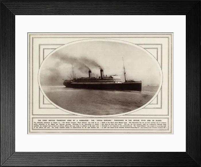 Framed Print : Royal Edward torpedoed August 1915 Framed Print : Royal Edward torpedoed August 1915