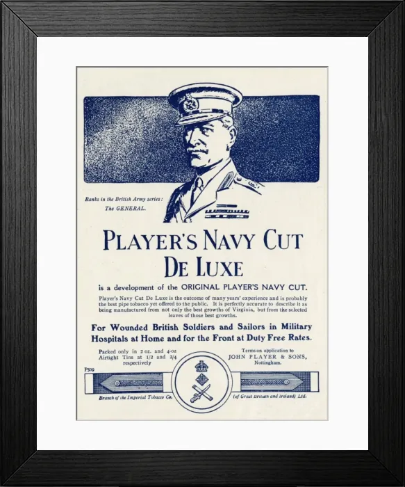 Framed Print : Advert for Players Navy Cut De Luxe pipe tobacco 1915 Framed Print : Advert for Players Navy Cut De Luxe pipe tobacco 1915
