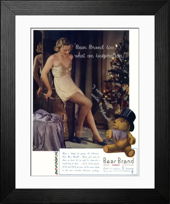 Framed Print : Advert for Stockings by Bear Brand 1934 Framed Print : Advert for Stockings by Bear Brand 1934
