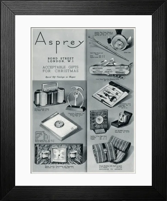 Framed Print : Advert for Asprey gift for christmas 1936 Framed Print : Advert for Asprey gift for christmas 1936