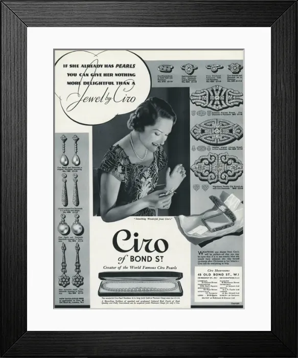 Framed Print : Advert for Ciro jewellery 1936 Framed Print : Advert for Ciro jewellery 1936